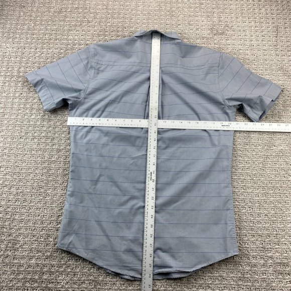 US Polo Assn. Shirt Men Small S Gray Blue Striped Button Down Short Sleeve - Picture 9 of 11